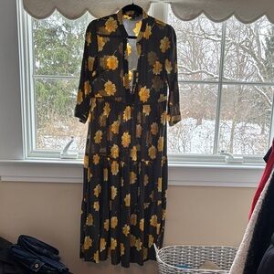 Madewell Black Dress with Yellow Floral Design